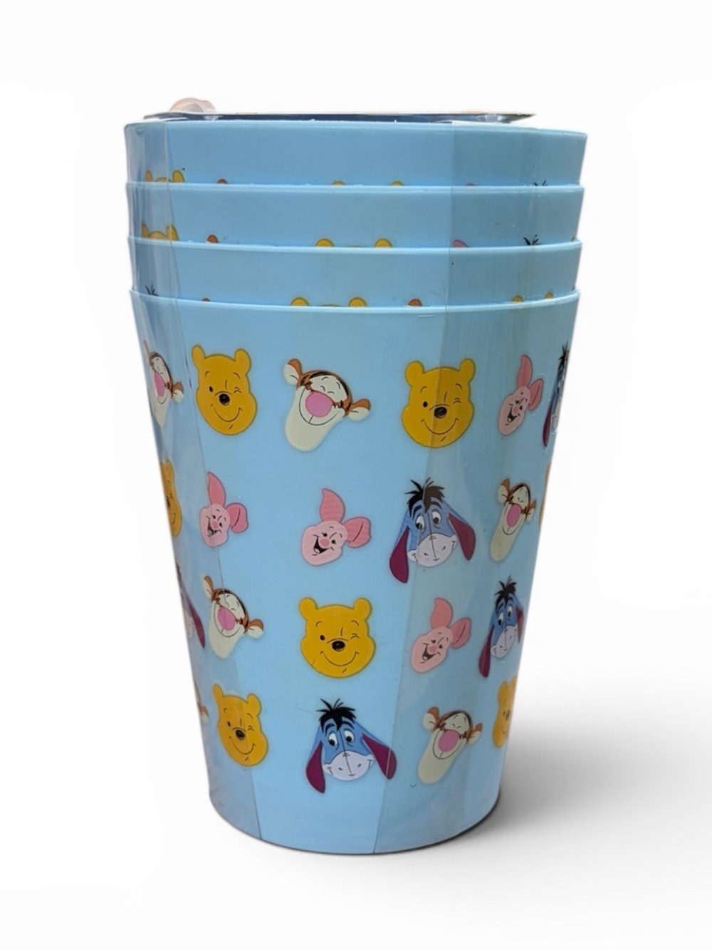 Disney Winnie The Pooh Tigger Eeyore Faces Blue 16 Oz. Cups Dishwasher Safe